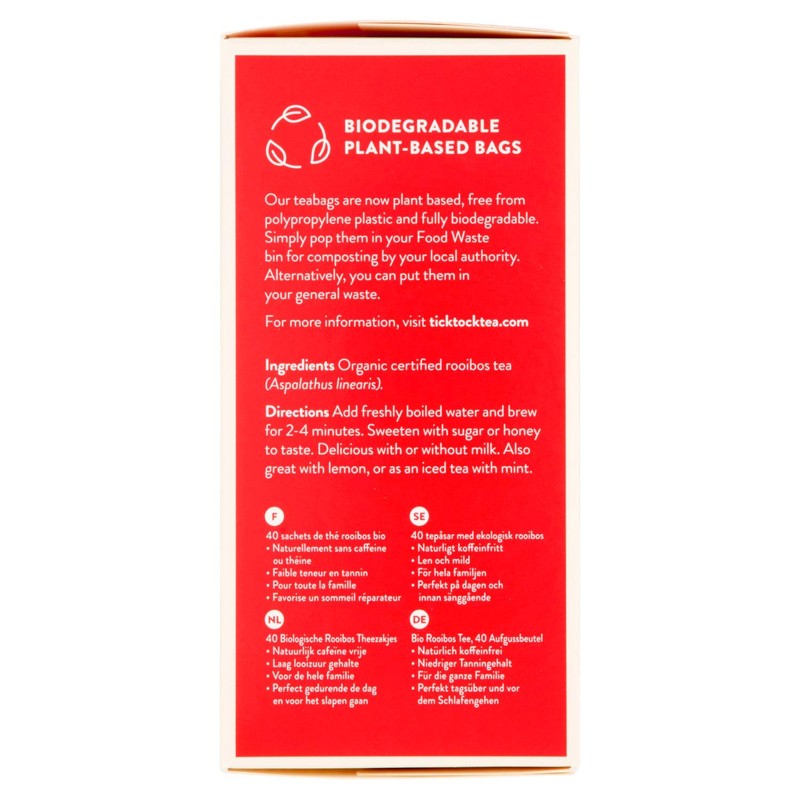 TICK TOCK TEAS Organic Rooibos Tea Bags, Organic Original Rooibos