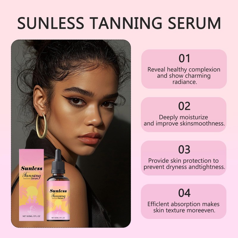 Tanning Drops,60ml Sunless Tanning Drops,Natural Ingredients,Moisturizing,Can Show Young Bronze Skin