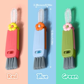 3 Pcs Water Bottle Brush Cleaner, Multi-functional Lid Cleaning Brushes Bottle Cleaner Brush Set, Crevice Cleaning Tools Suitable for Cleaning Narrow Bottles and Home Kitchen