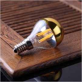 G14(G45) Half Chrome Light Dimmable 4W(40W Equivalent) E12 LED Candelabra Bulbs Warm White 2700K 400Lm Filament Vintage Bulb with Golden Mirror Decorative Edison Globe Bulb for Indoors(5 Pack)