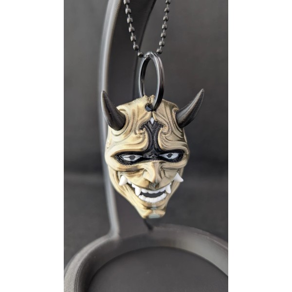 Handmade Laughing Oni Demon Mask Keychain