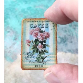 The Happy Little Home Dollhouse Miniature Shabby Chic roses blue white striped Paris CAFE 1:12 French