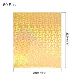 sourcing map 50 Pack Toner Reactive Foil,Deco Foil Transfer Sheets 8.5"x11" A4 Hot Foil Paper for Laser Printer Scrapbooking Heat Transfer DIY Craft,Golden Gemstone