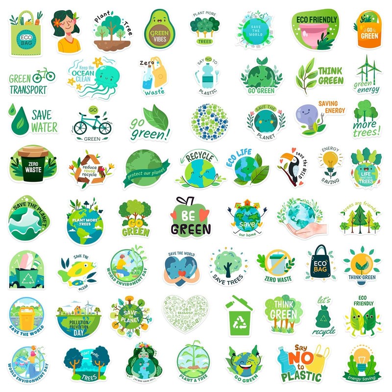 Environmental Protection Stickers 50PCS for Adults Teens,Save The Earth Green