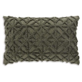 Signature Design by Ashley Finnbrook Casual 22" x 14" Rectangular Diamond Tufted Pillow, Green