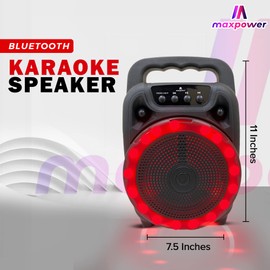 Max Power Portable Speaker – MPD661 Bluetooth Sound System - Portable Karaoke Machine with Rechargeable Battery, Flashing LED Lights, Built-in USB & SD Slot and Easy to Carry Handle