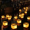 FuHigh 40Pack Paper Floating Water Lanterns,Gold+White Square Memorial Candle Lantern,Table