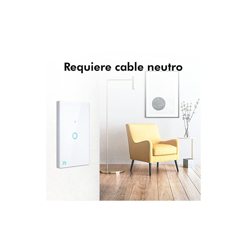 Bunker, Interruptor Inteligente Táctil Wifi, 1 Botón, Blanco