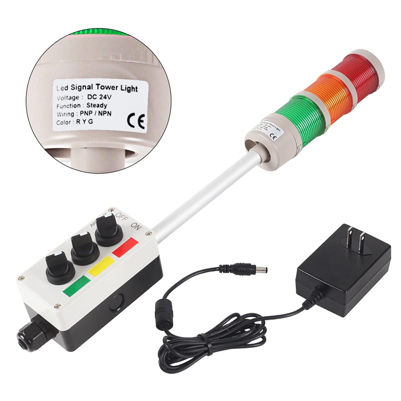 ANDONT 3 Stack Super Bright LED Andon Tower Lights, Red/Yellow/Green,