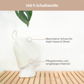 Sauna Hat – Colour White – 100% Cotton – Sauna Hat Made of Felt for Men and Women