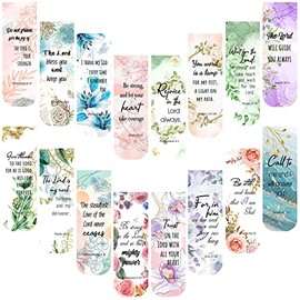 48 Pcs Bible Verse Magnetic Bookmarks, Inspirational Scripture Christian Book Markers Religious Motivational Encouragement Flower Page Clips Presents for Women School Office Supplies(Stylish Style)