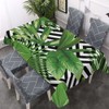 Walmsco Tablecloth Green Leaves Tropical Geometric Patterns Decor For Dining
