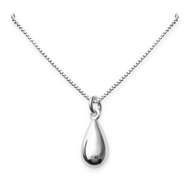 Tiny Sterling Silver High Polish Teardrop Pendant Necklace for Women Teen Girls Casual Minimalist Layering Necklace for Everyday Wear Necklace Gift for Her (18 inches)