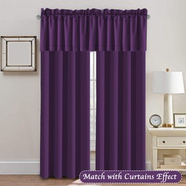 H.VERSAILTEX 2 Panels Blackout Curtain Valances for Kitchen Windows/Bathroom/Living Room/Bedroom Privacy Decorative Rod Pocket Short Winow Valance Curtains, 52" W x 18" L, Plum Purple