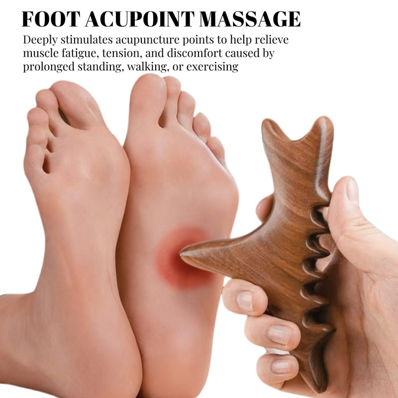 KINTEGOOD Wooden Foot Reflexology Massager Acupressure Gua Sha Tool