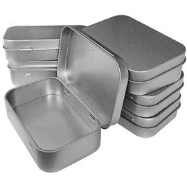 6 Pcs Metal Hinged Tin Box Container Mini Portable Small Storage Container Kit Tin Box Container, Small Tin with Lid, Craft Container, Tin Empty Box, Home Storage 3.7x2.3x0.8 inch.