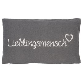 Kamaca Lieblingsmensch (Favourite Person) Cushion, 30 cm x 50 cm, Fluffy Filled Cushion with Zip, Cover Made from 100% Cotton, An Eye-Catcher and Great Gift (Grey)