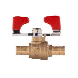 (Pack of 4) EFIELD 1/2 Inch Barb Crimp Pex Full Port Shut Off Ball Valve Hot and Cold With Butterfly Handle, Brass-4 Pieces