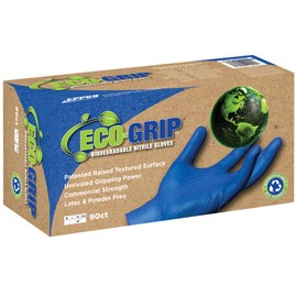 EPPCO Eco-Grip Textured Industrial Non Latex Work Disposable Nitrile Gloves for Mechanics, Automotive, Gardening, Sustainable, X-Large, 90 Per Box