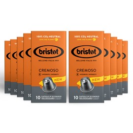 Bristot Cremoso Aluminium Capsules Compatible with Nespresso Original Line Machines | Medium Roast | 100% Recyclable | Pack of 100