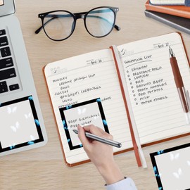 AOPEFNX Sticky Notes, 2 Pads, 3x3 inches, Cute Colorful Fun Self-Stick Note Pads, Easy Post, Strong Adhesive Notepad Blue Glowing Butterflies