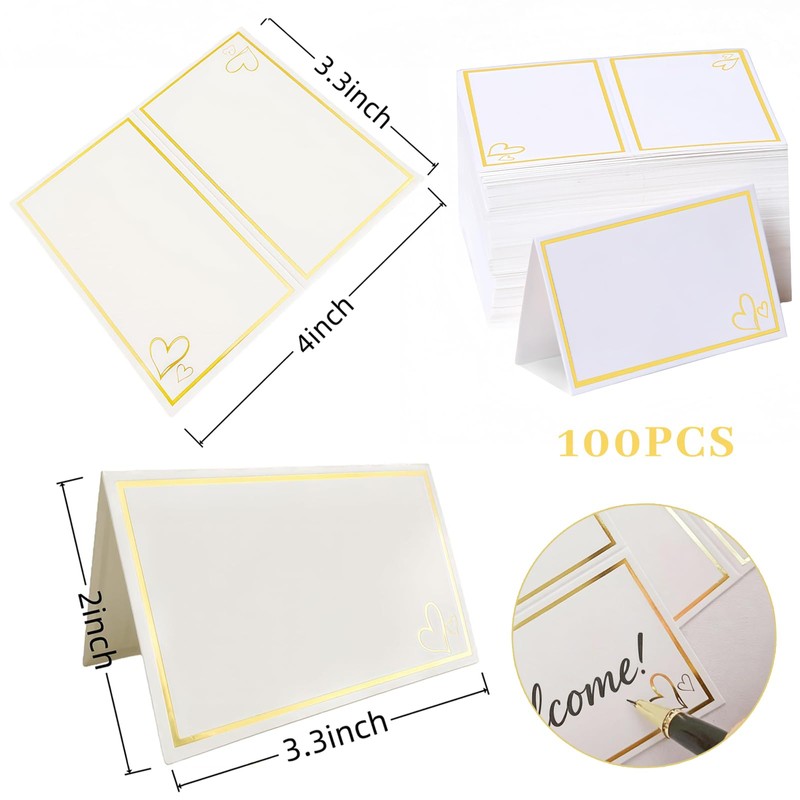 Glamoreal 100 Pcs Place Cards for Table Setting, 2" x