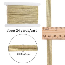GORGECRAFT 24 Yards Gold Elastic Band 0.4" Wide Glitter Metallic Ribbon Flat Elastic Strap Braided Stretch Ribbon Elasticity Knit Rubber Cord Webbing Garment for Sewing Craft Bowknot Making Wrapping