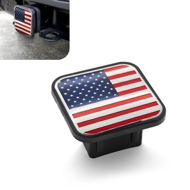 nodteem 1 PC Car Trailer Hitch Plug, 3.14" x 3.14" x 1.96" American Flag Decorative Square Mouth Dustproof Waterproof Receiving Tube Hidden Plug Dust Cover, Protection Accessory, for Cars (Red)