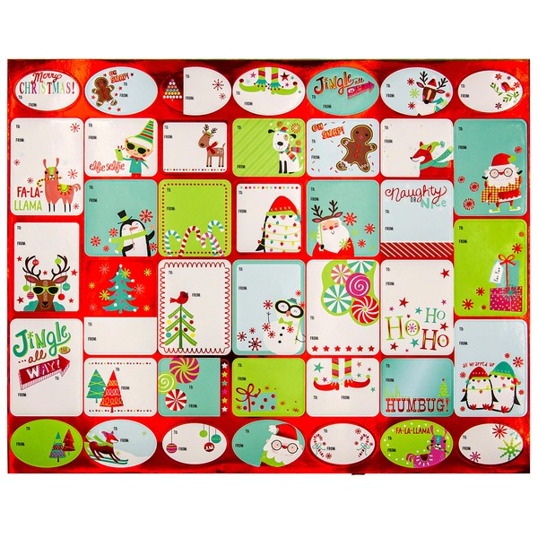 Paper Craft 120 Christmas Holiday Self Adhesive Gift Tag Labels for Boys, Girls