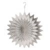 LARGE METAL WIND SPINNER SUN CATCHER HANGING GARDEN ORNAMENT WHIRL SILVER 12"