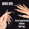 NOVO OVO 500 pcs Extra Long Curved Stiletto Nail Tips,