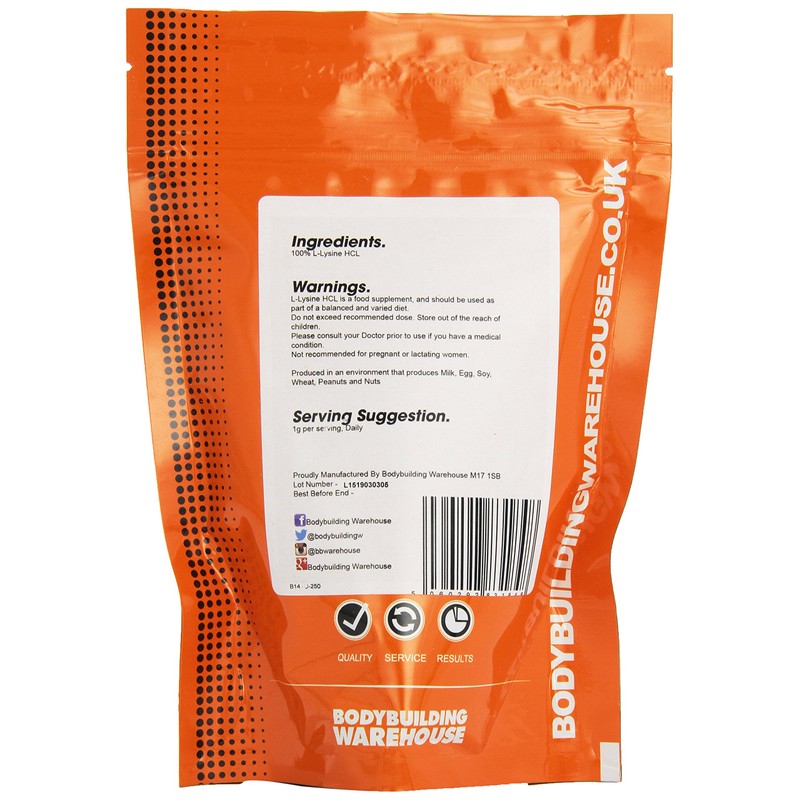 Bodybuilding Warehouse, Pure L-Lysine Powder - Collagen Boost & Joint