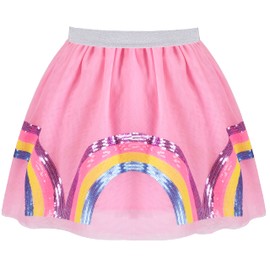 Sunny Fashion Girls Skirt Pink Tutu Ballet Skirt Pink Rainbow Sequin Unicorn Size 6 Years