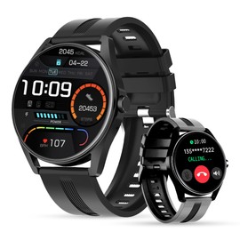LUNIQUESHOP LSTIME Herren Smartwatch mit telefonfunktion 1,70" SOS Sprachassistent Herzfrequenzmesser Oxymeter Multisportuhr Benachrichtigung Blutdruck Schrittzähler iOS/Android Schwarz