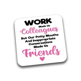 Rib Ticklerz - Funny Gift For Colleague - Funny Coaster - Potty Mouths Made Us Friends - Work Bestie Birthday Gift - Secret Santa - Coworker Banter - Jokes - DC43