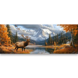 Yomiie - Kits de arte de diamantes 5D para adultos, pintura de diamantes de alce, arte de atardecer, paisaje, kit de taladro redondo completo, bordado de diamantes de imitación, decoración de pared