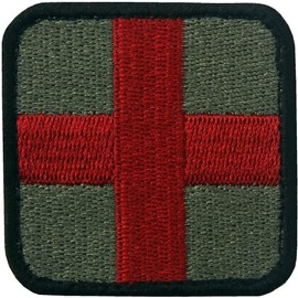 INFANTRYPRO Aufnäher Medic Kreuz Rettungsaufnäher Medizin Rettungsaufnäher 5 x 5 cm Notfall-Version zum Aufbügeln, Nähen unten Blutgruppe A+ O Rescue Rucksack Airsoft