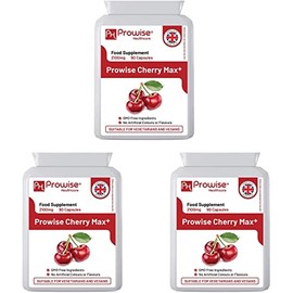 Cherry Max+ (Pack of 3) 2100mg Montmorency Cherry Added with Black Cherry I 90 Vegan Capsules High Strength I Made in The UK by Prowise Healthcare