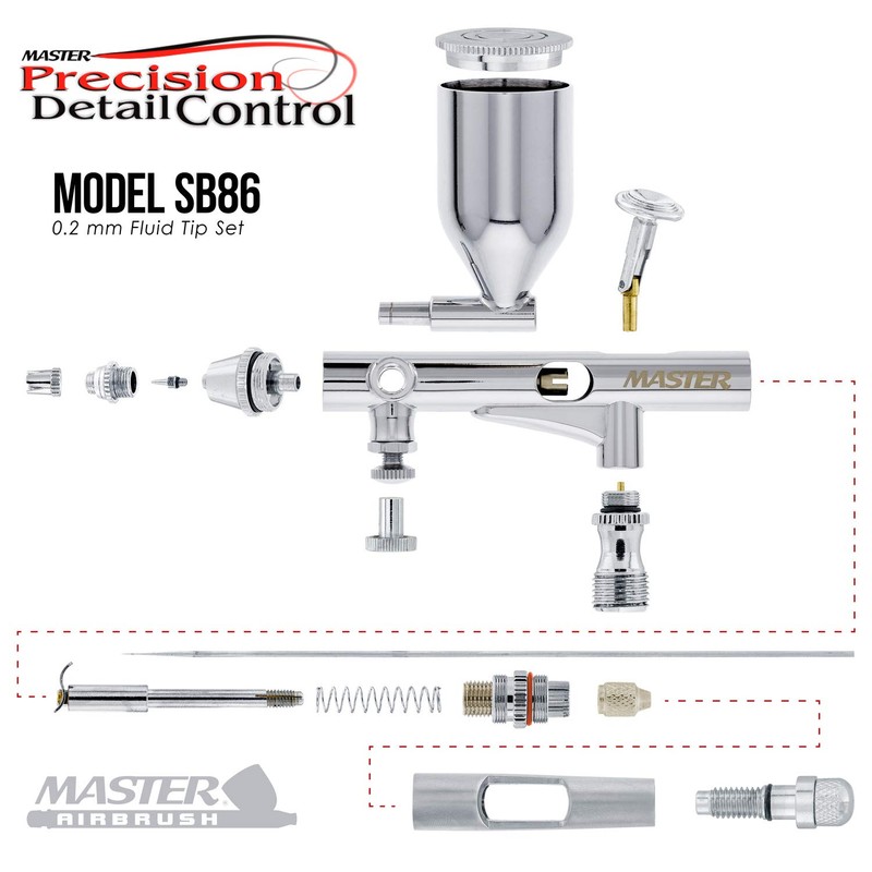 Master Airbrush SB86 Dual-Action Side Feed Air Brush Set with