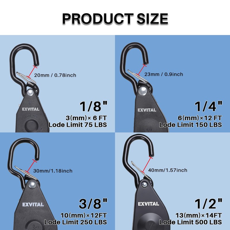 1PCS Kayak Rope Tie Down Ratchet Straps with Safety S