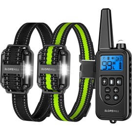 Dog Training Collar with Remote, Electronic Dog Shock Collar with Beep, Vibration, Shock, Light and Keypad Lock Mode, Electric Training Collar Set for Small Medium Large Dogs (Black Green)