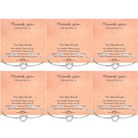 Bridesmaid Gifts - 6 Pcs Tie The Knot Bracelet Bridesmaid Proposal Gifts, Maid of Honor Wedding Gift, Proposal Jewelry Bridal Party Knot Bracelet for Women, Silver