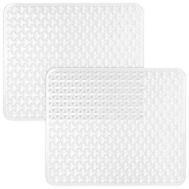 2 Pack Kitchen Sink Mat for Stainless Steel Sink, PVC Eco-friendly Sink Protector for Kitchen Sink, Dishes and Glassware, Fast Draining, Triangular Hole Design, 12.6 x 10.5 Inches (Clear)
