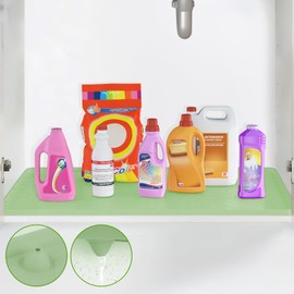 Micitihi Under Sink Mat for Kitchen Waterproof 34" x 22" New Silicone Kitchen Sink Mat with Drain Spout-Shelf Protector Silicone Under Sink Tray-Kitchen Cabinet Organizers and Storage Sink Drip Tray