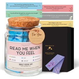Daily Moments Bible Verse Jar, Bible Jar Verses, Read Me When Bible Verses Jar - Christian Gifts for Women, Christmas Gifts for Mom Gifts, Bible Study Supplies, 90 Color Coded Bible Verses in a Jar