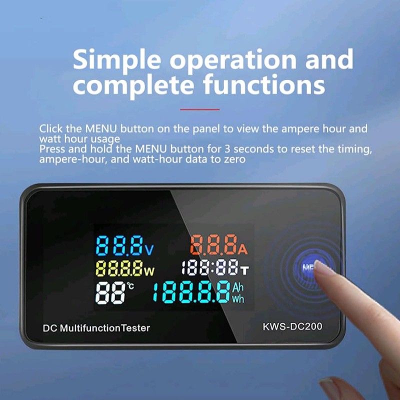 WANGCL DC Digital Voltage and Current Meters DC200-100A Energy Monitor