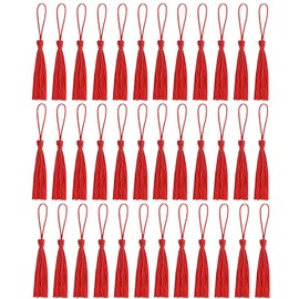 30 PCS Bookmark Tassels, Mini Tassels Silky Tassels for Bookmarks Handmade Bookmark Tassels for Resin DIY Craft Supplies and Home Decor (Red)