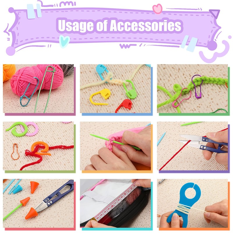ENCHOL ENCHOL 122Pcs Beginner Crochet Kits, Crochet Sets with Yarn,
