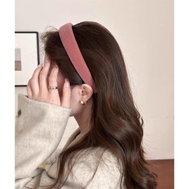 Lvyeer Pink Velvet Padded Headbands for Women Fashion Non slip Comfortable Head Bands for Women (Pink, one size)