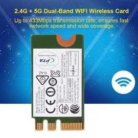 ASHATA Dual Band Wireless WiFi Card, 2.4 GHz + 5 GHz PCI-E Wireless WiFi Card Adapter, 433 Mbps Wireless PCI-e WLAN/802.11 AC Card for /Dell/Asus/Toshiba/Hasee etc.
